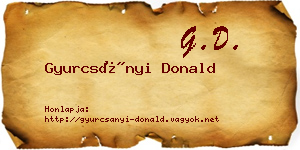 Gyurcsányi Donald névjegykártya